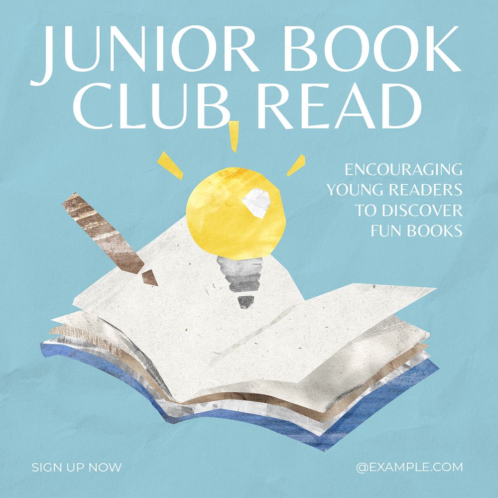 Junior book club Instagram post template, editable text