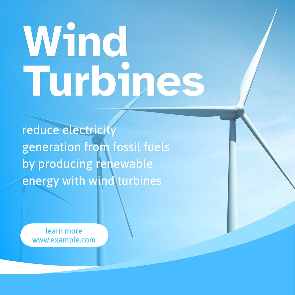 Wind turbines Instagram post template, editable text