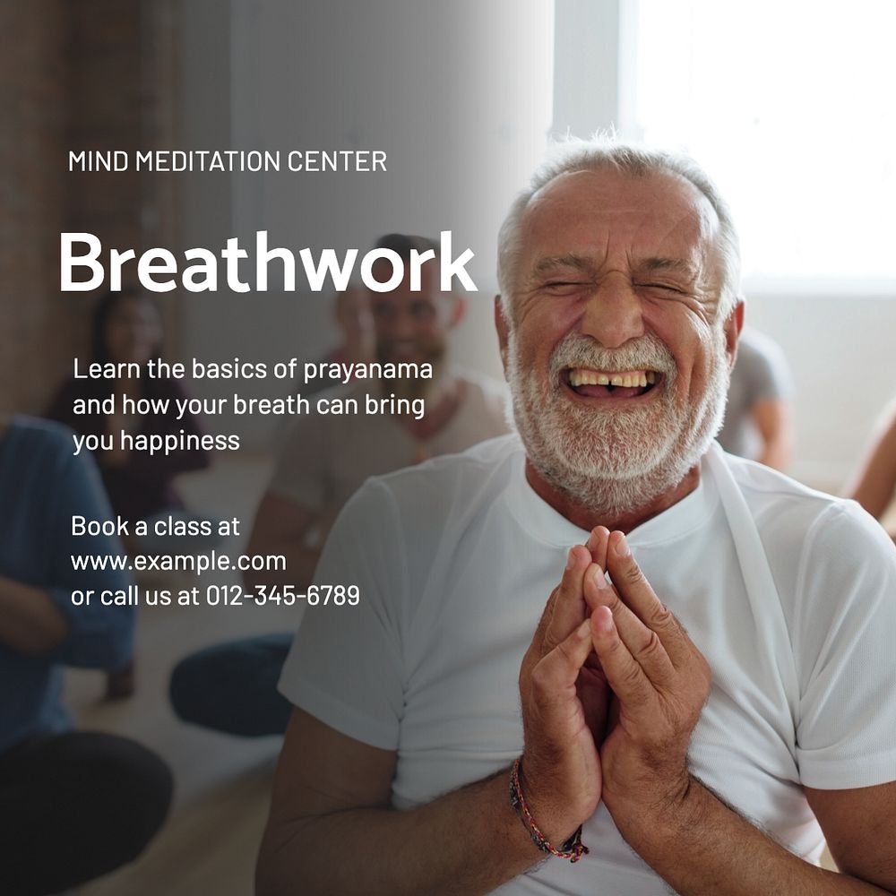 Breathwork exercise  Instagram post template, editable text