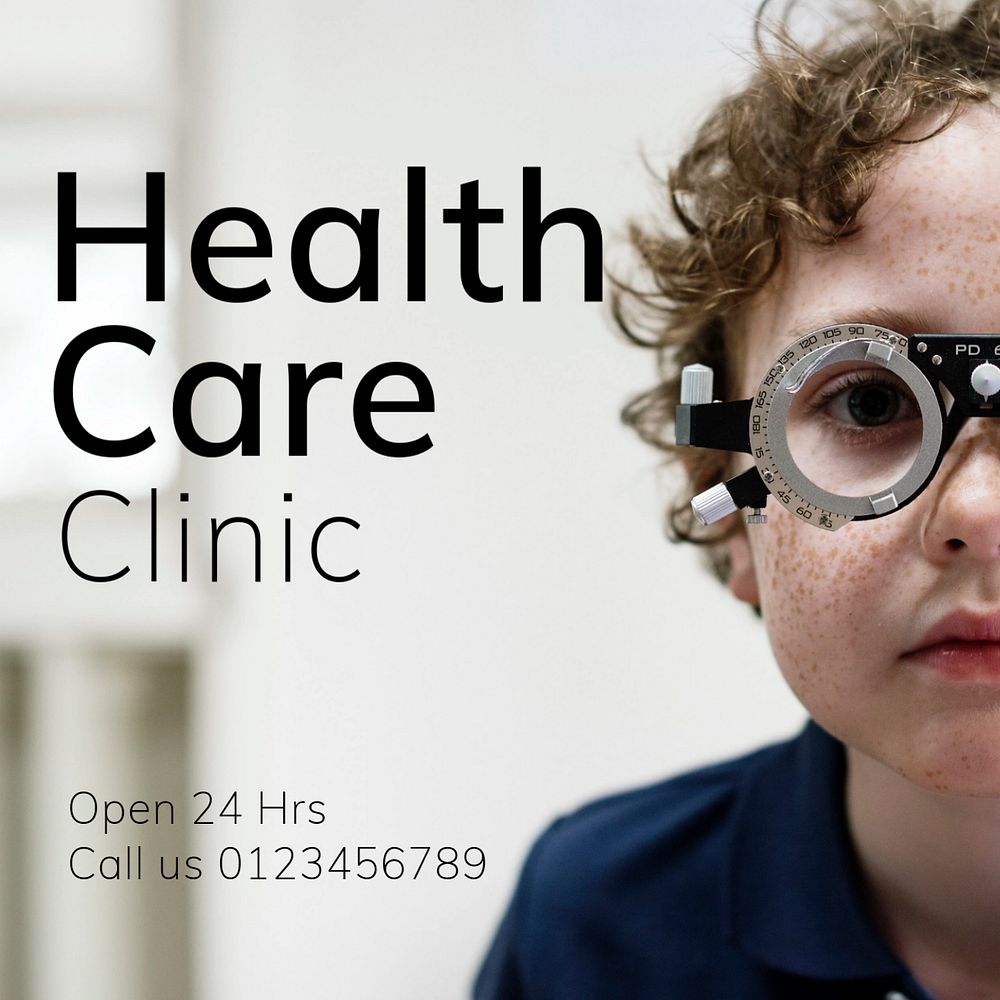 Health care clinic Instagram post template, editable text