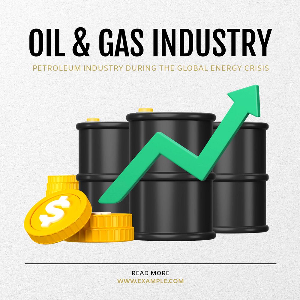 Oil & gas industry Instagram post template, editable text