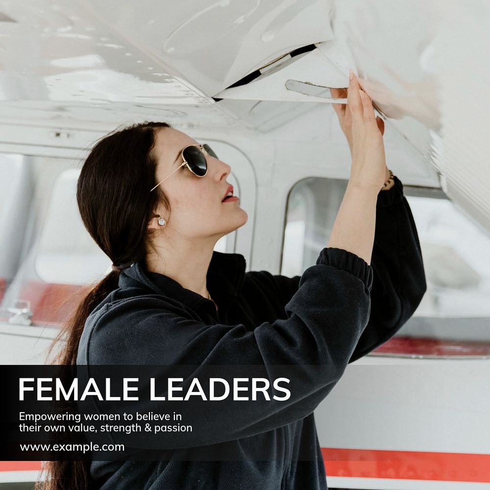 Female leaders Instagram post template, editable text