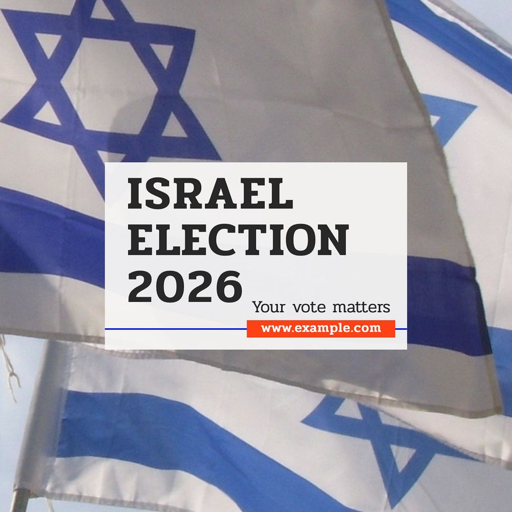 Israel election Instagram post template, editable text