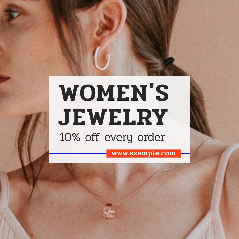 Women's jewelry Instagram post template, editable text