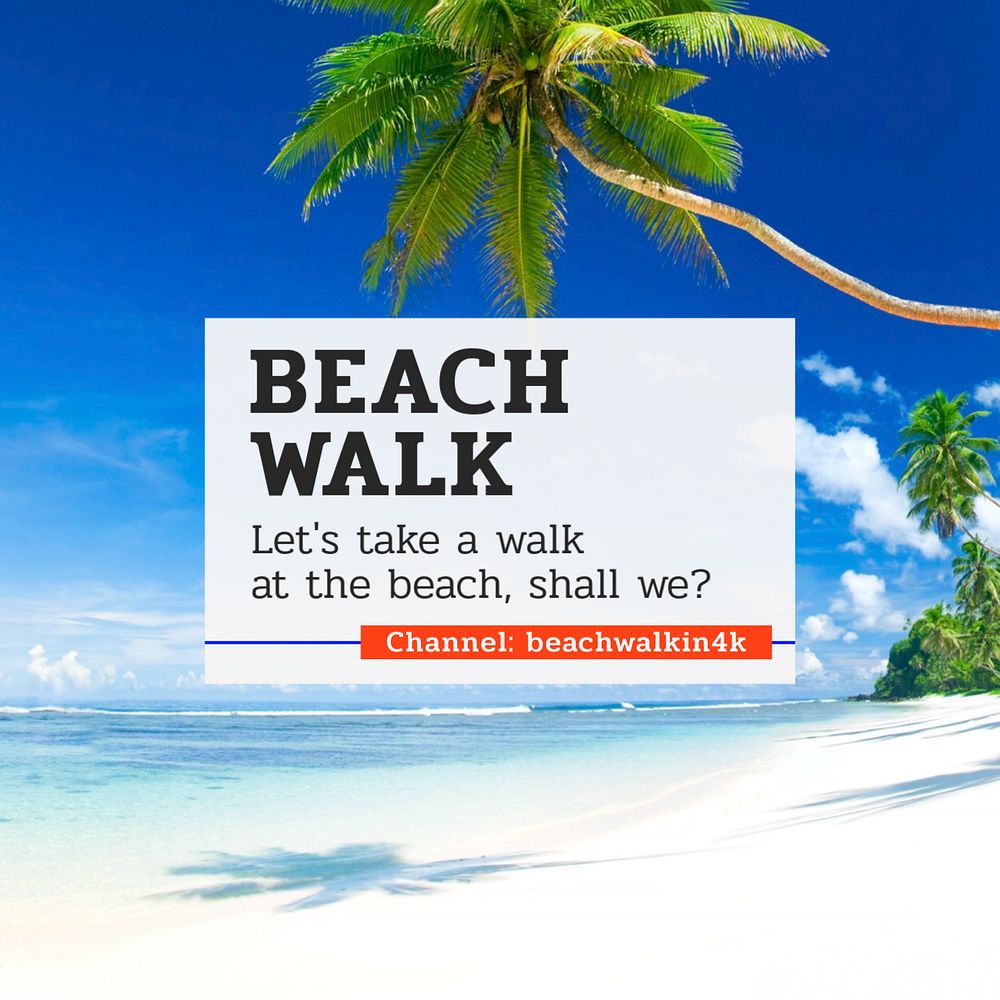 Beach Walk Instagram post template, editable text