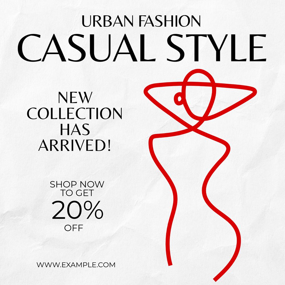 Casual fashion Instagram post template, editable text