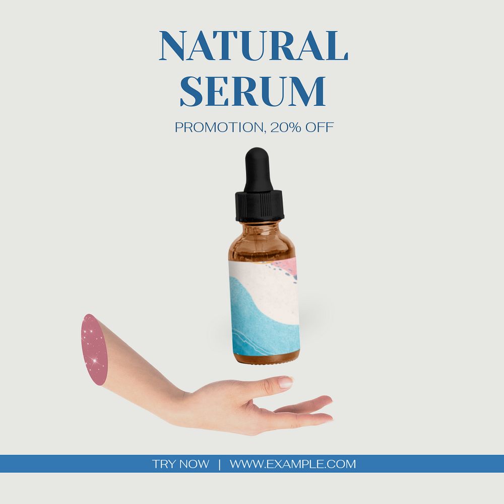 Natural serum  Instagram post template, editable text