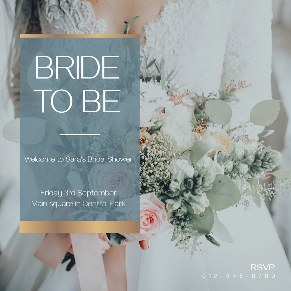 Bride to be Instagram post template, editable text