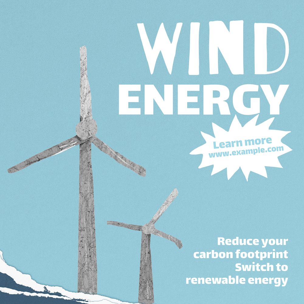 Wind energy Instagram post template, editable text