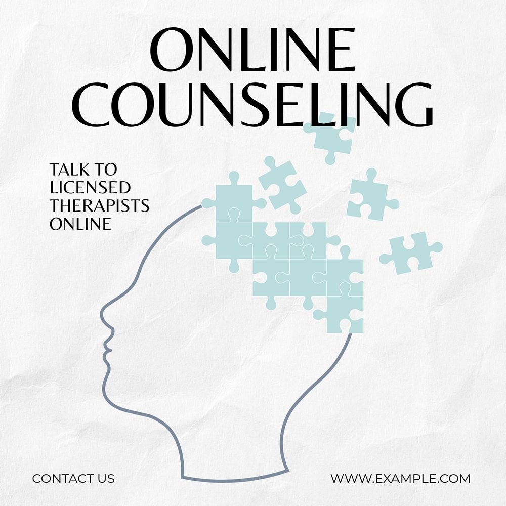 Online counseling Instagram post template, editable text