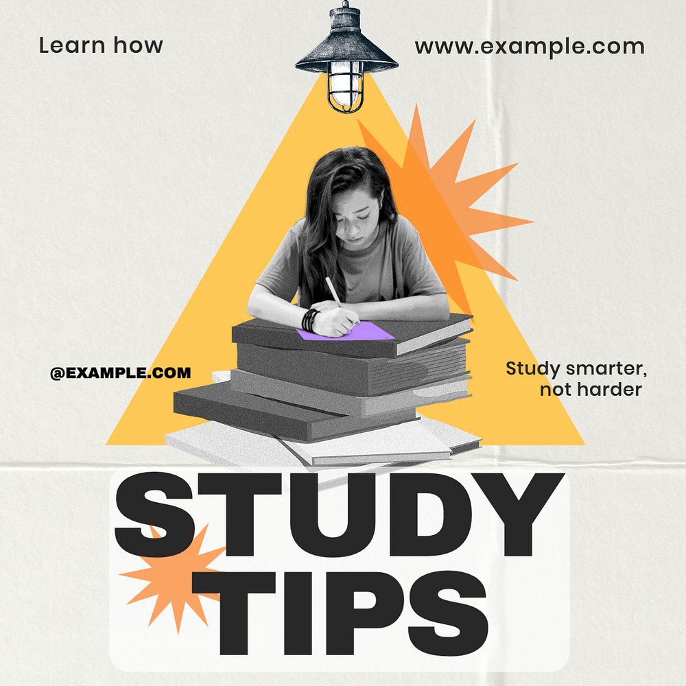 Study tips Instagram post template, editable text