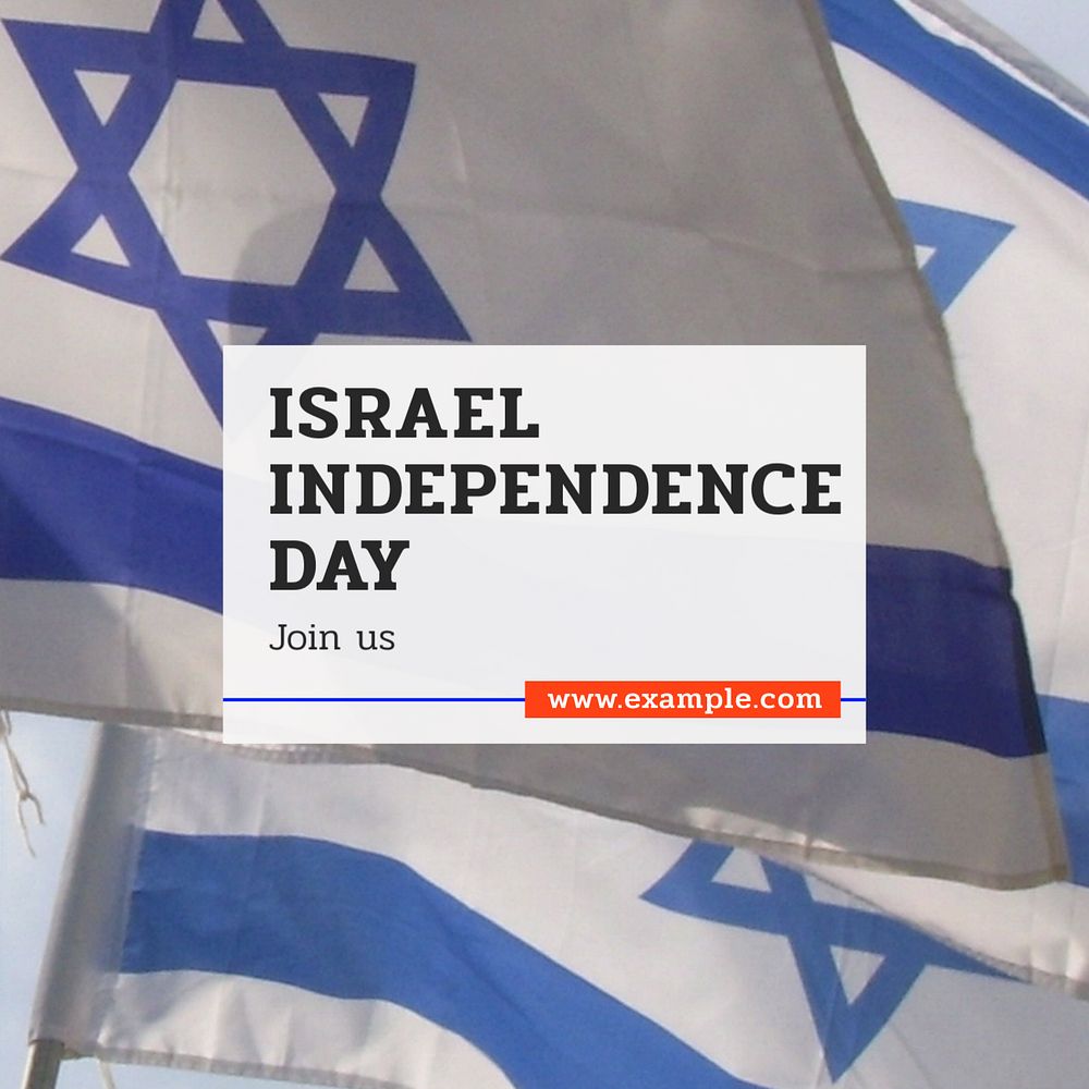 Israel independence day Instagram post template, editable text