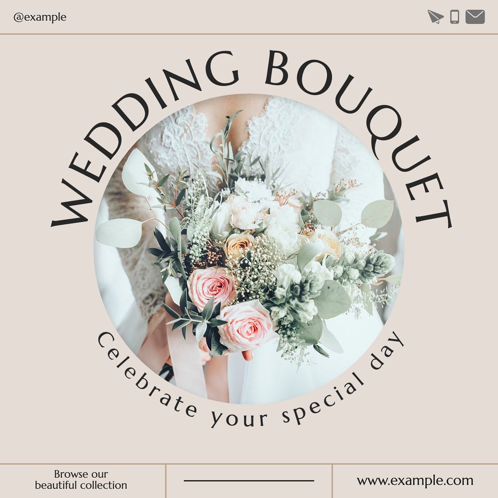 Wedding flowers Instagram post template, editable text