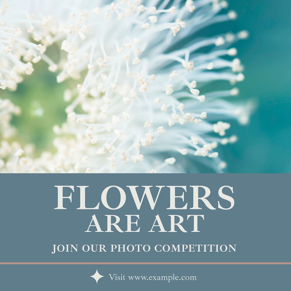 Flower art Instagram post template, editable text