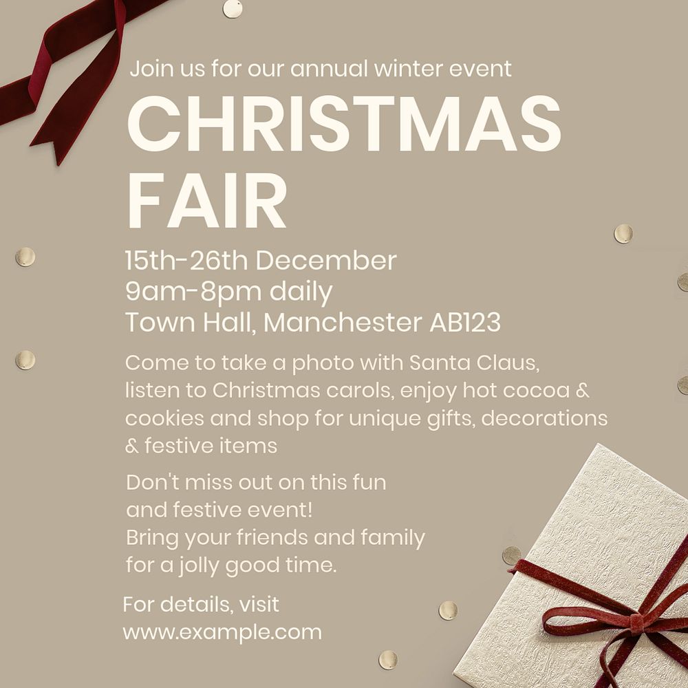 Christmas fair Instagram post template, editable text