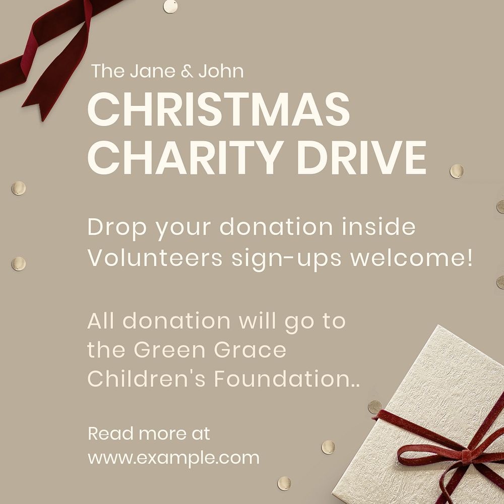 Christmas charity drive Instagram post template, editable text