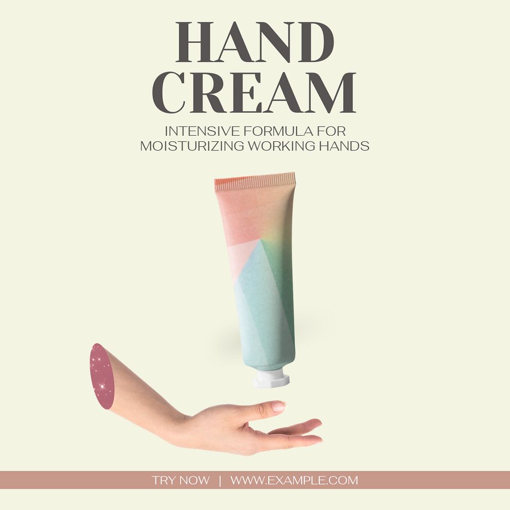 Hand cream  Instagram post template, editable text