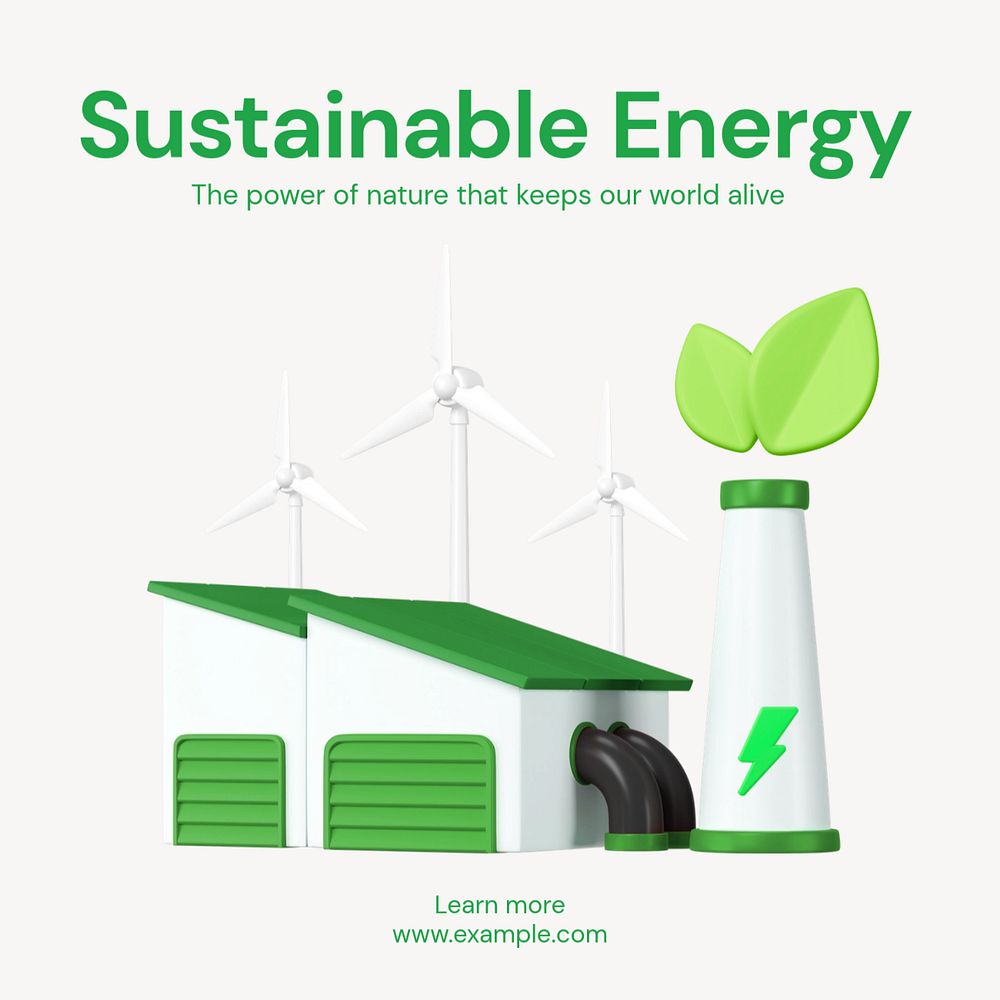 Sustainable energy Instagram post template, editable text