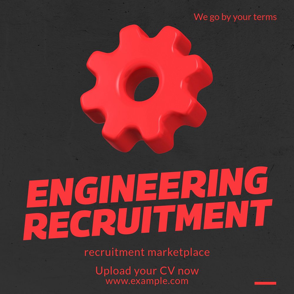 Engineering recruitment Instagram post template, editable text