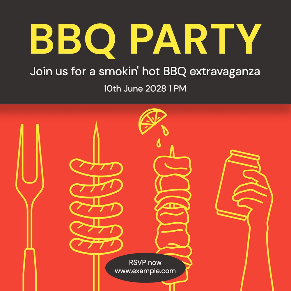 BBQ party Instagram post template, editable text