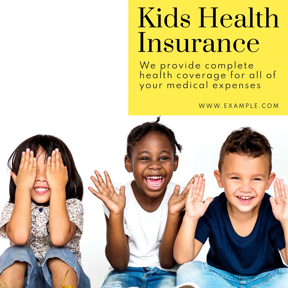 Kids insurance Instagram post template, editable text