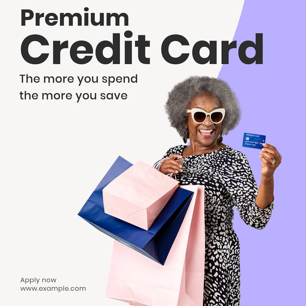 Premium credit card Instagram post template, editable text