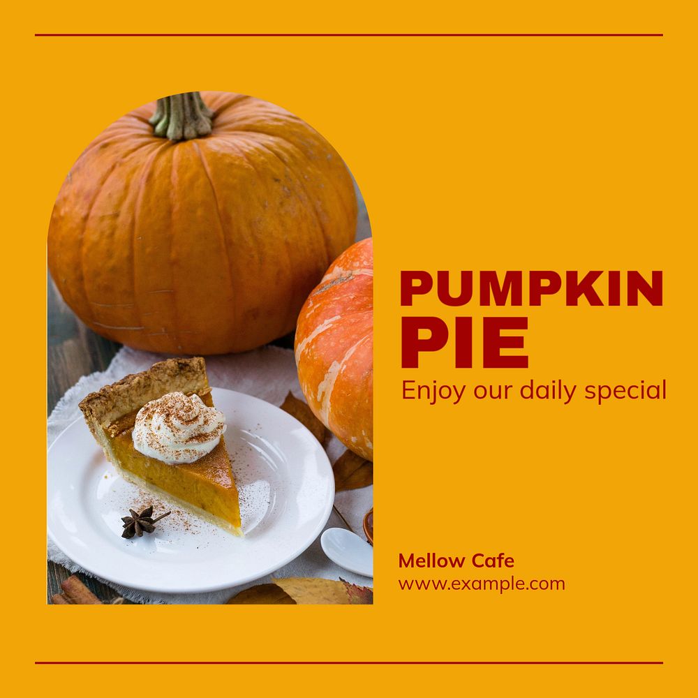 Pumpkin pie Instagram post template, editable text