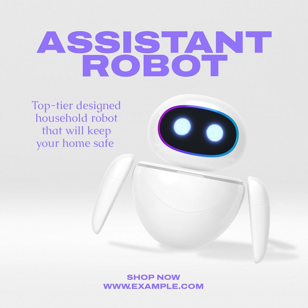 Assistant robot Instagram post template, editable text