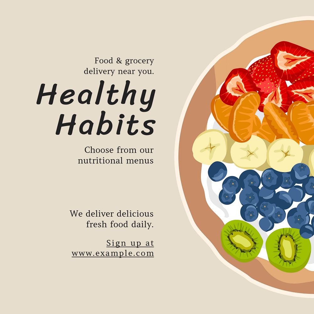 Healthy habits Instagram post template, editable text