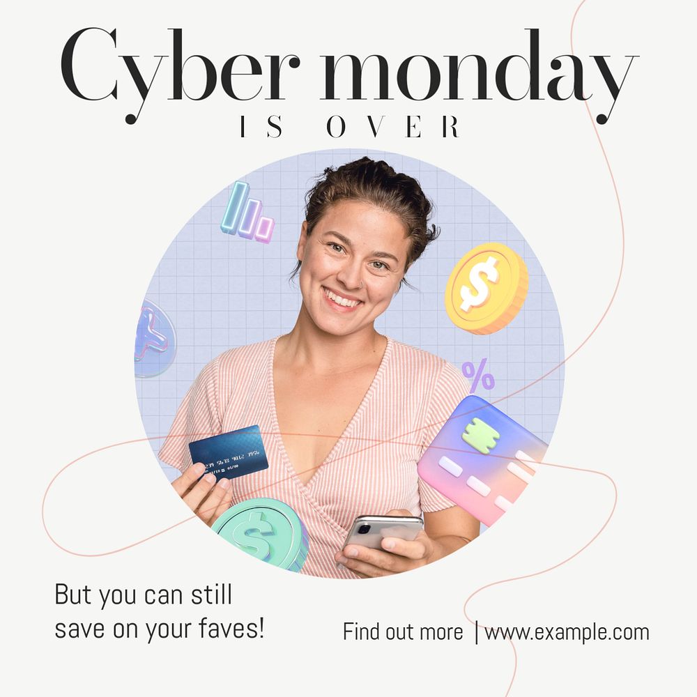 Cyber Monday over Instagram post template, editable text