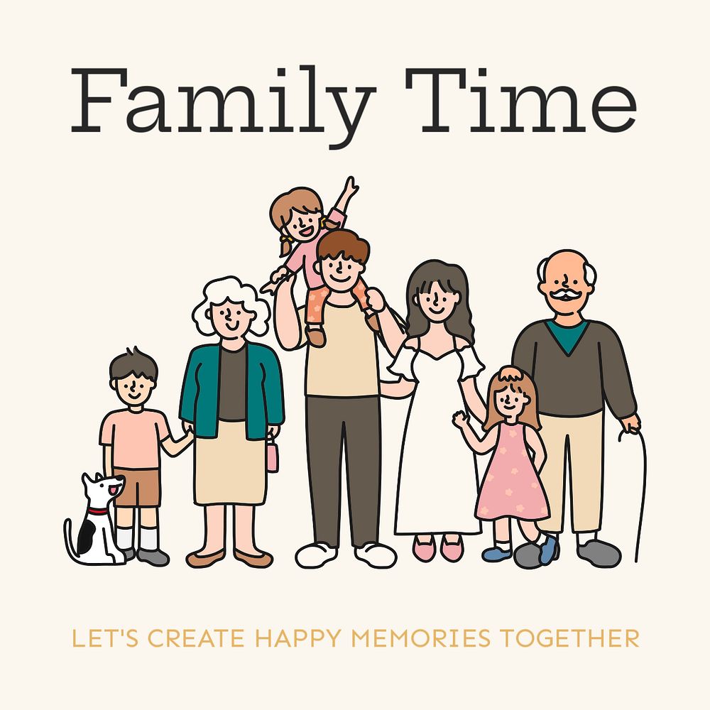 Happy family time Instagram post template, editable text