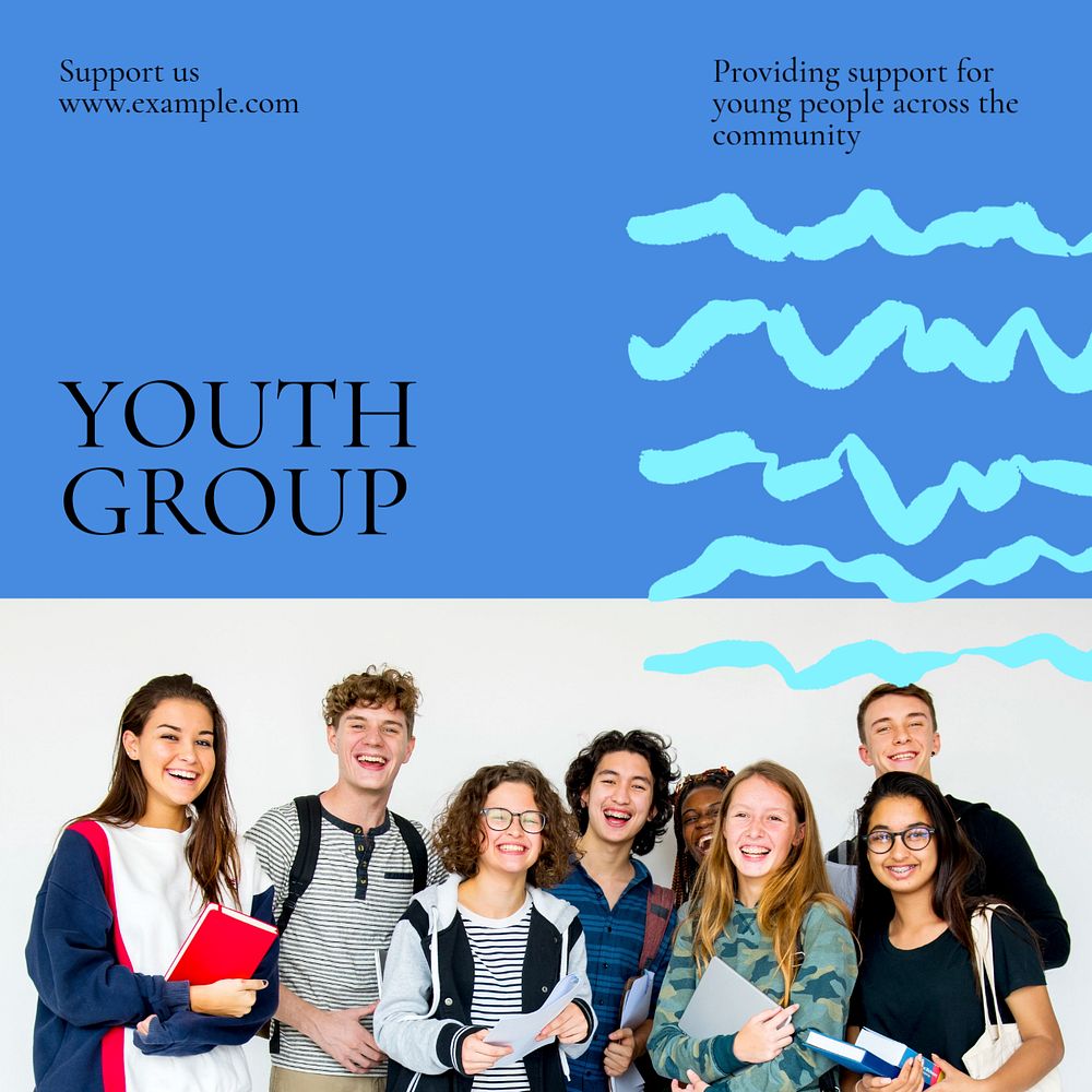 Youth group Instagram post template, editable text