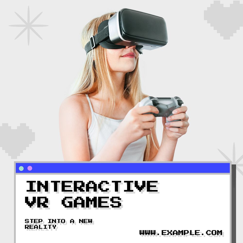 VR games Instagram post template, editable text