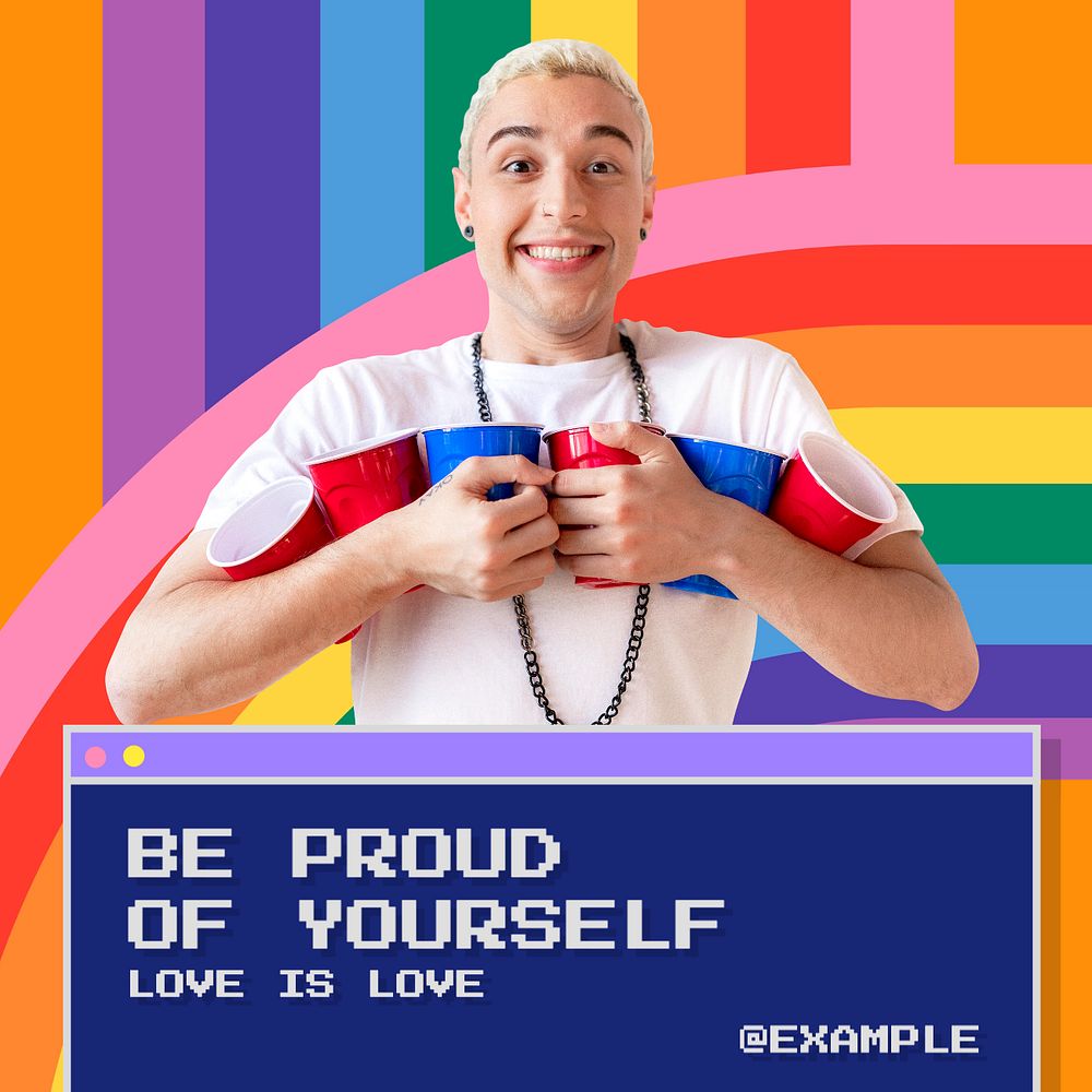 Be proud Instagram post template, editable text