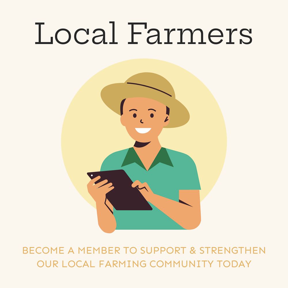 Local farmers community Instagram post template, editable text