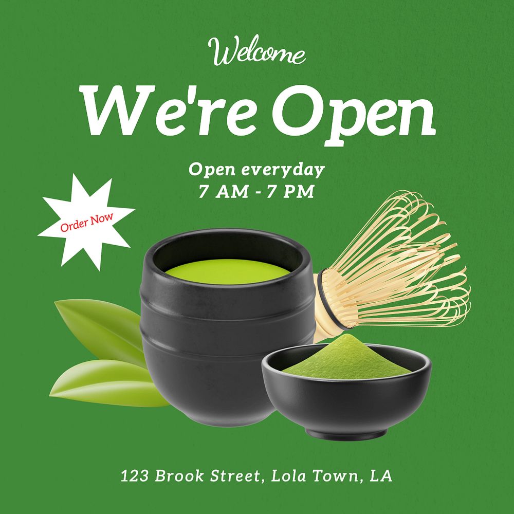 We're open Instagram post template, editable text