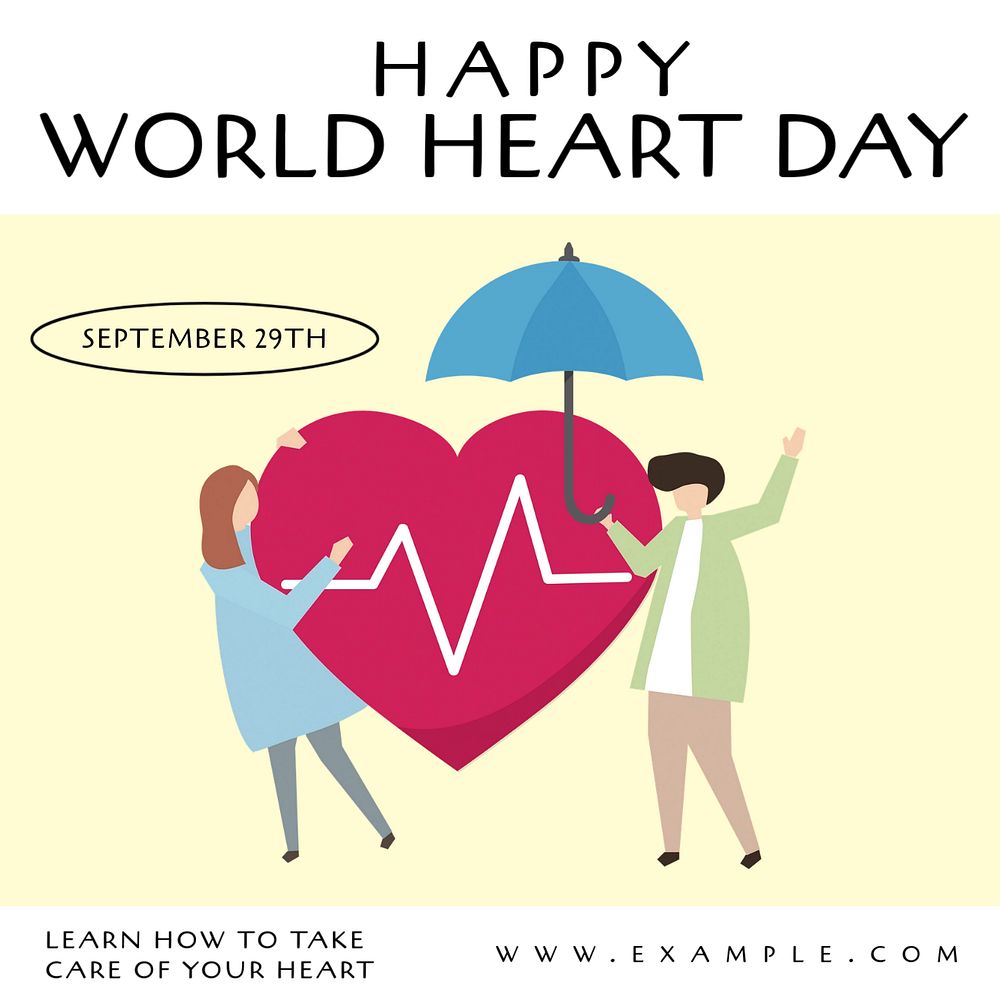 World heart day Instagram post template, editable design