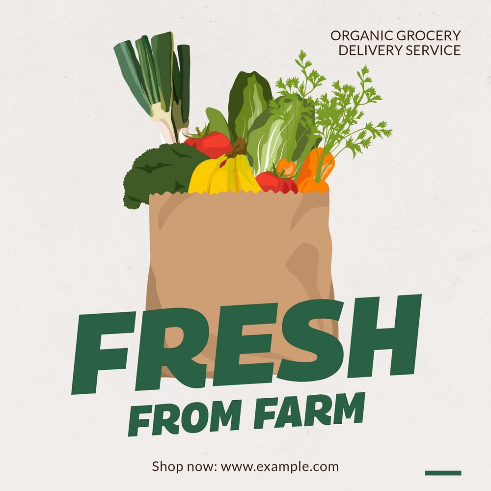 Organic supermarket Instagram post template, editable text