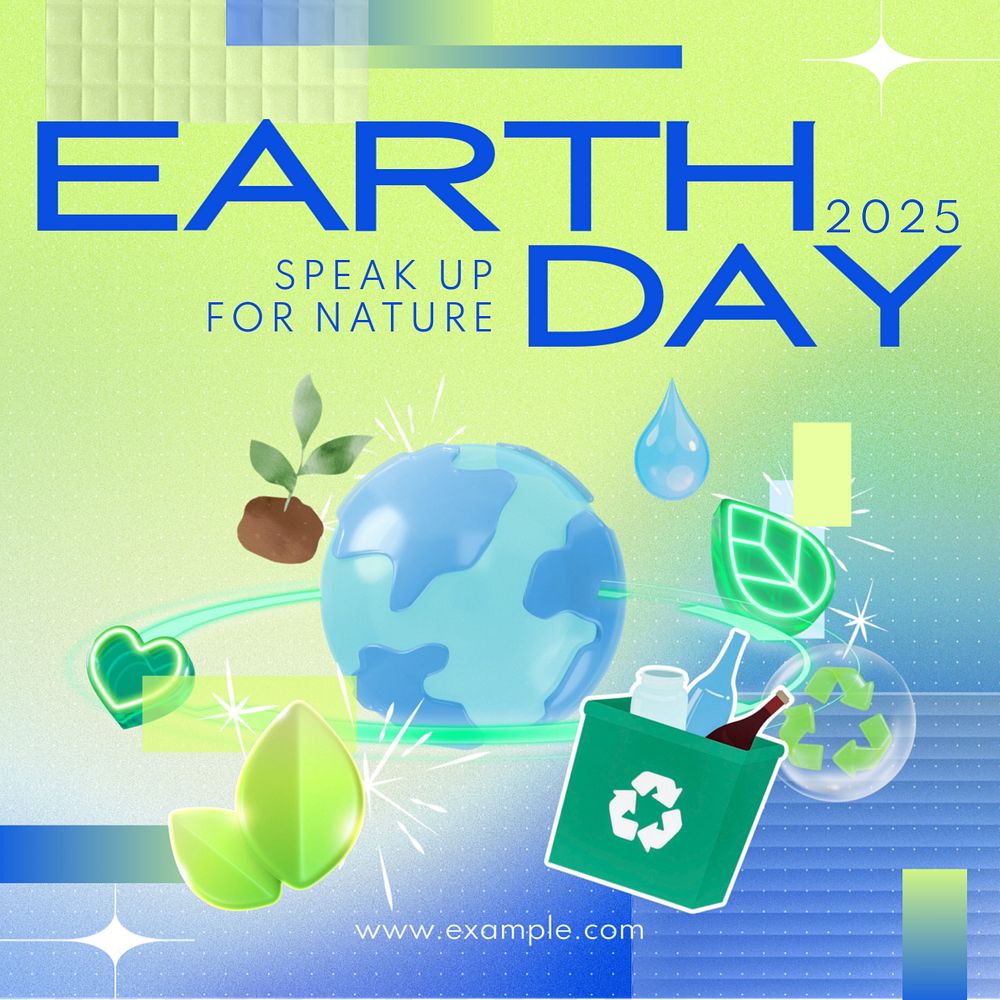 Earth day Instagram post template, editable text