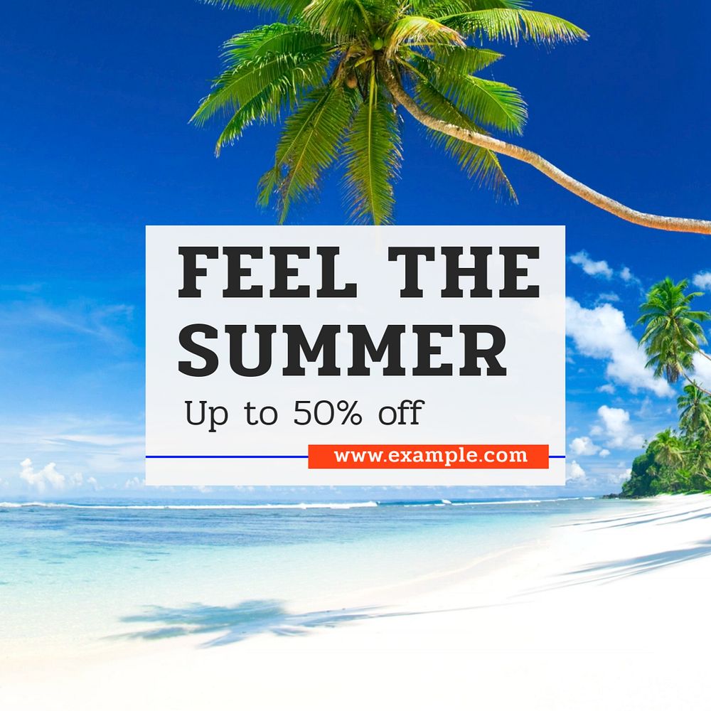 Summer sale Instagram post template, editable text