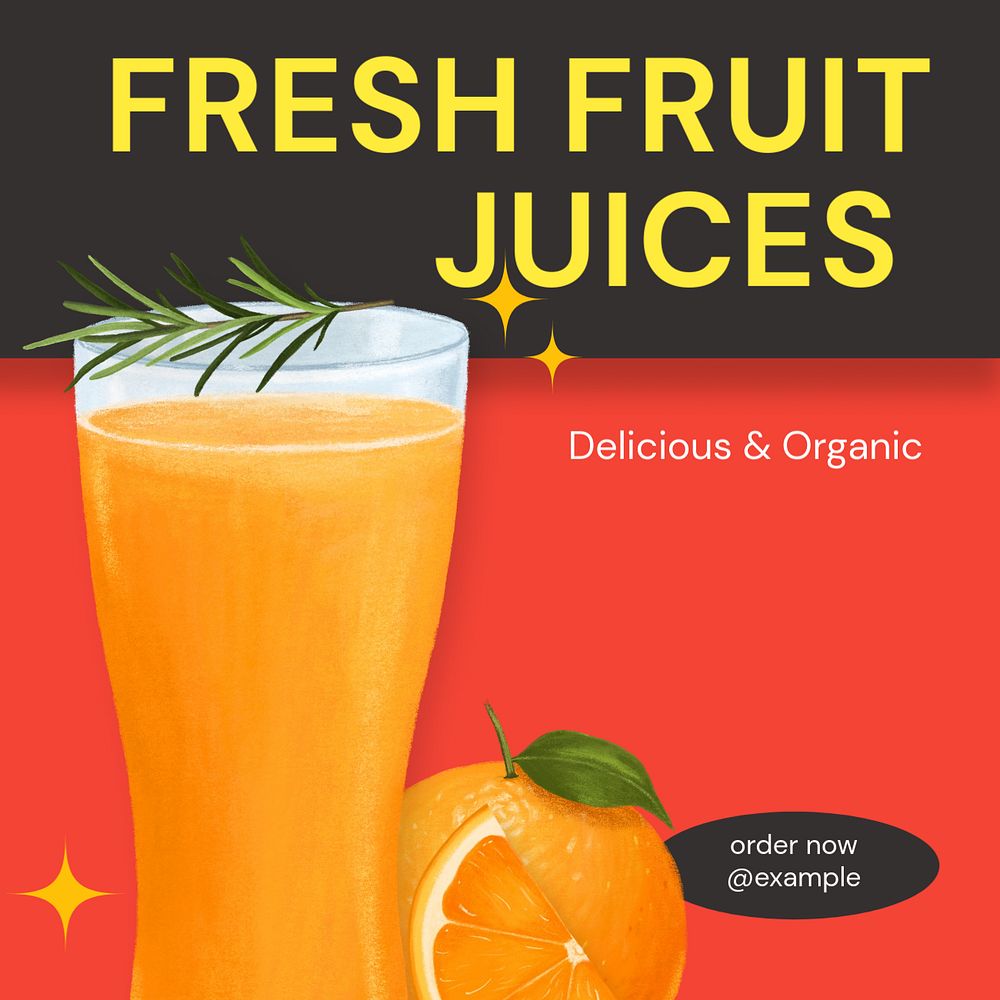 Fruit juices Instagram post template, editable text