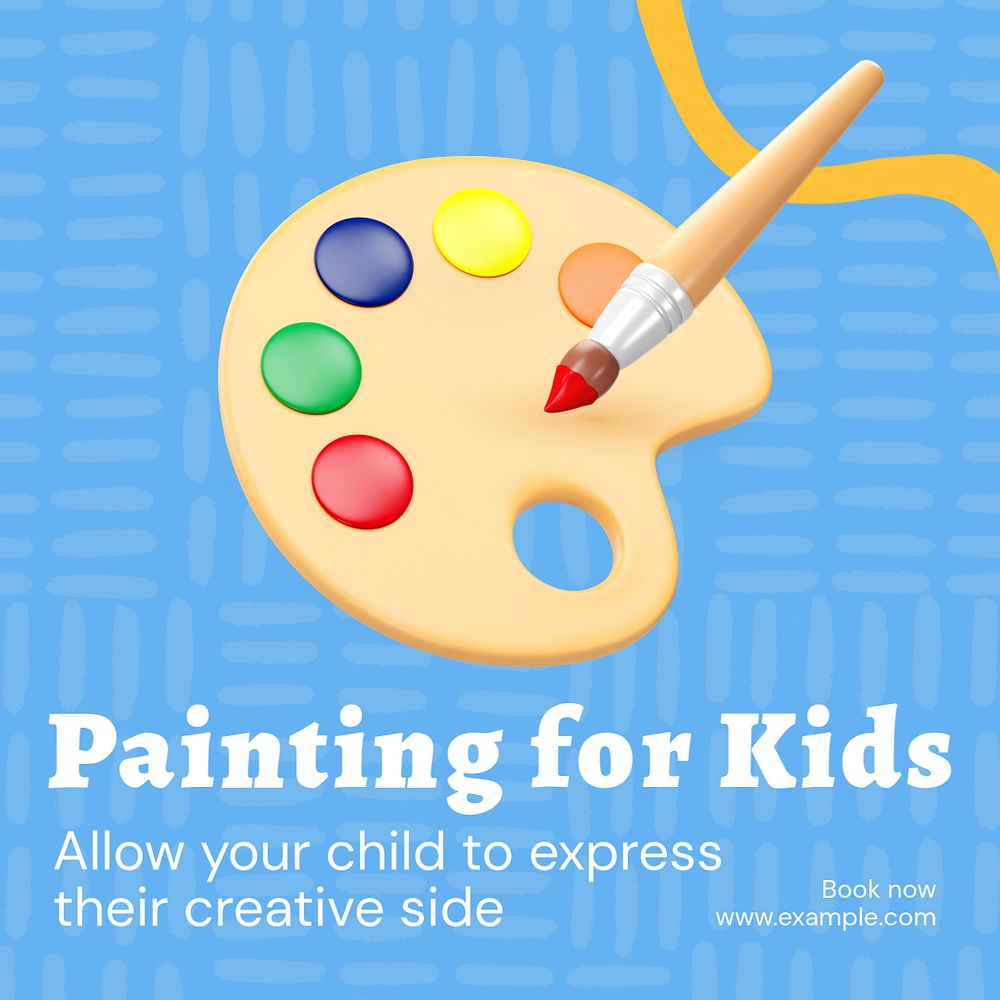 Painting for kids Instagram post template, editable text