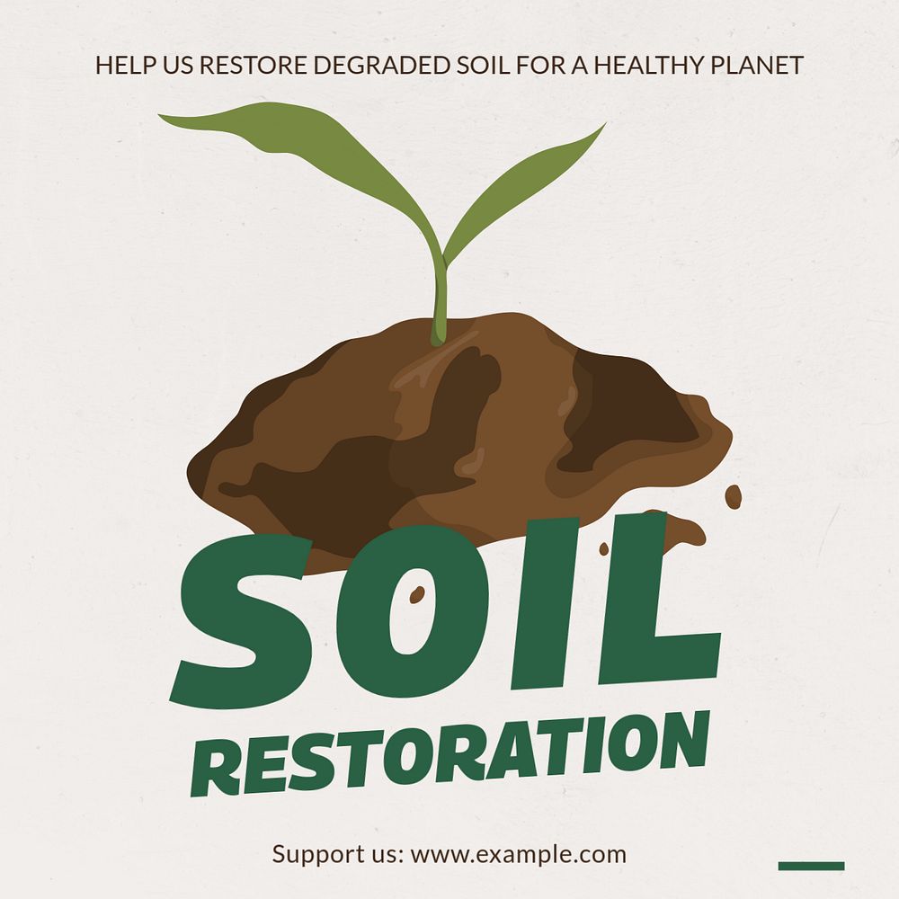 Soil restoration Instagram post template, editable text