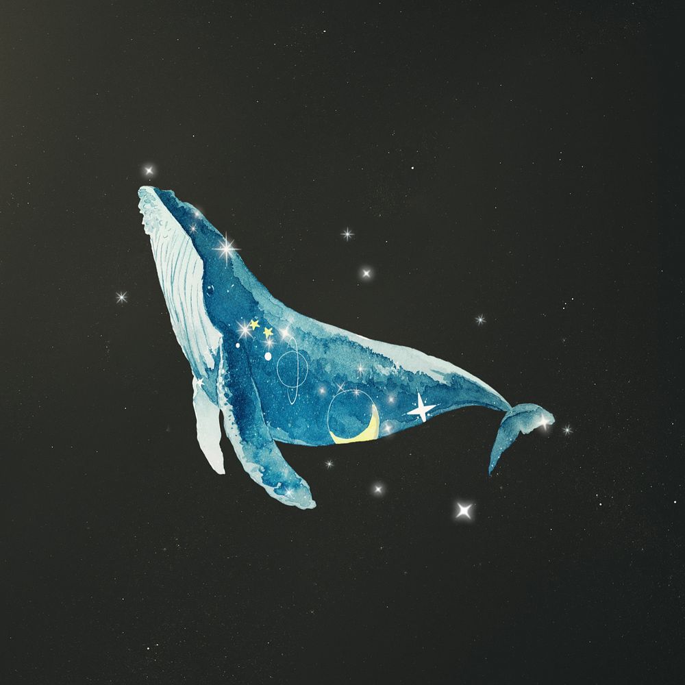 Swimming whale, galaxy aesthetic editable remix