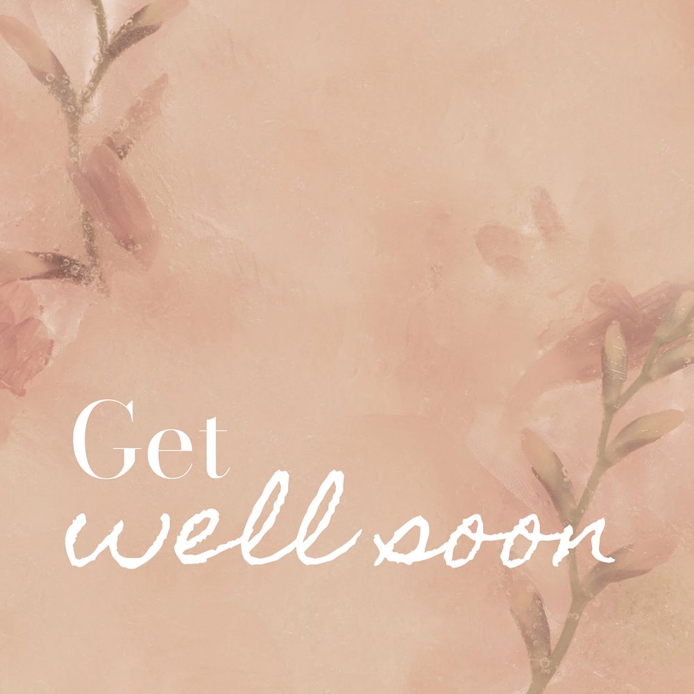 Get well soon Instagram post template, editable text