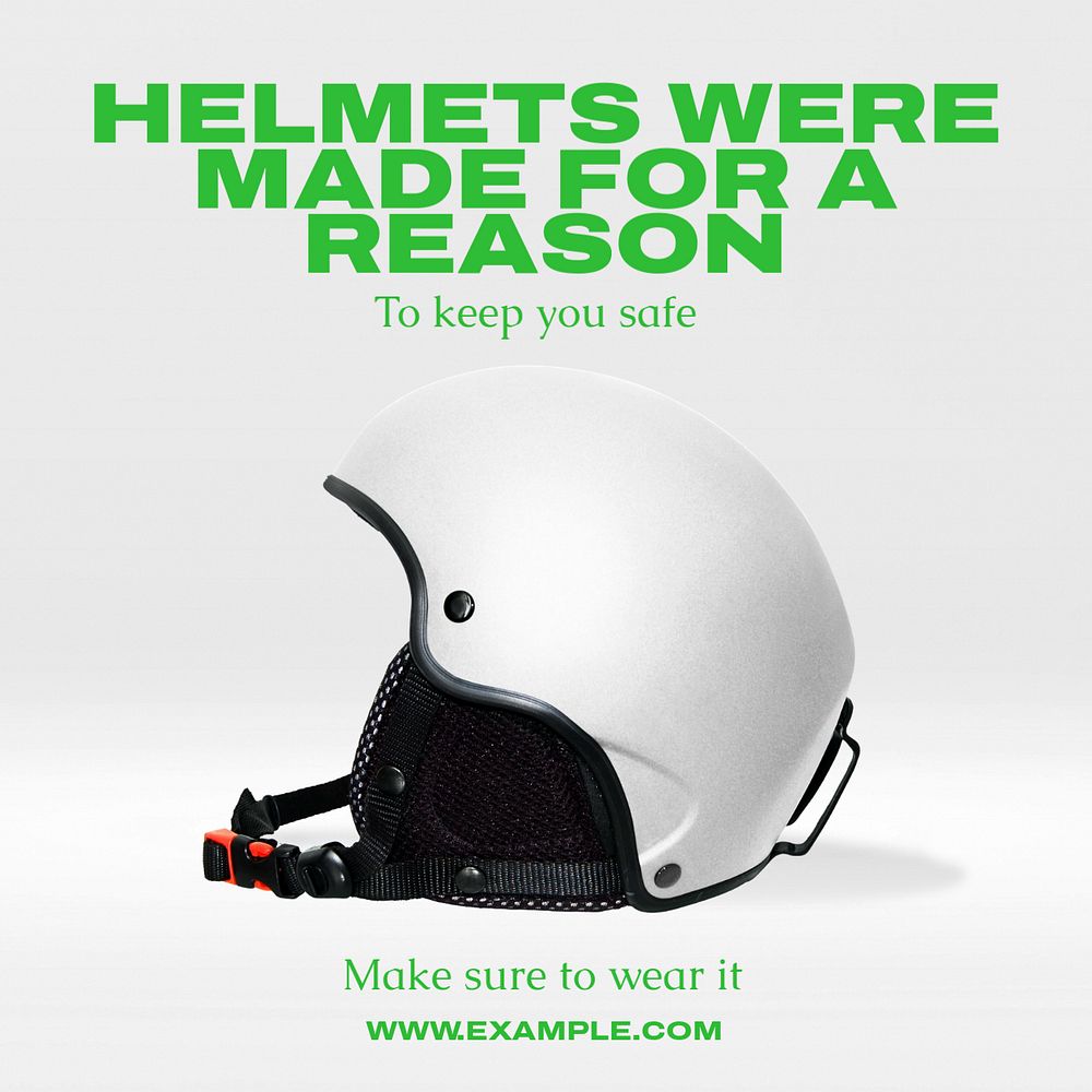 Safety helmets Instagram post template, editable text