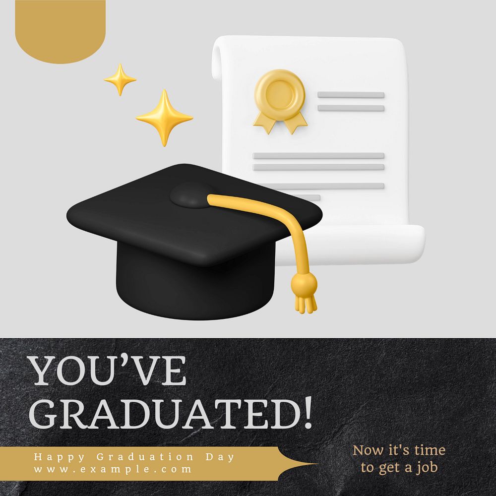 Graduation Instagram post template, editable text