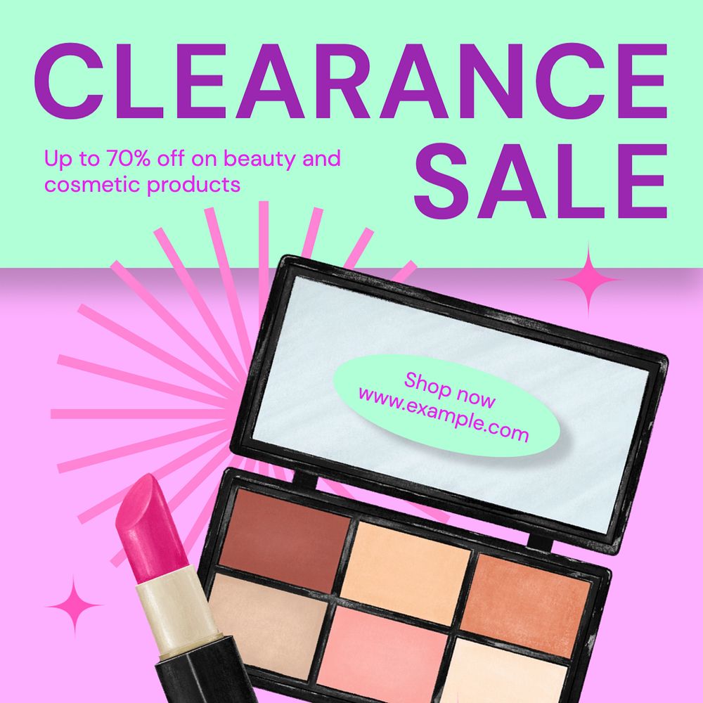 Clearance sale Instagram post template, editable text