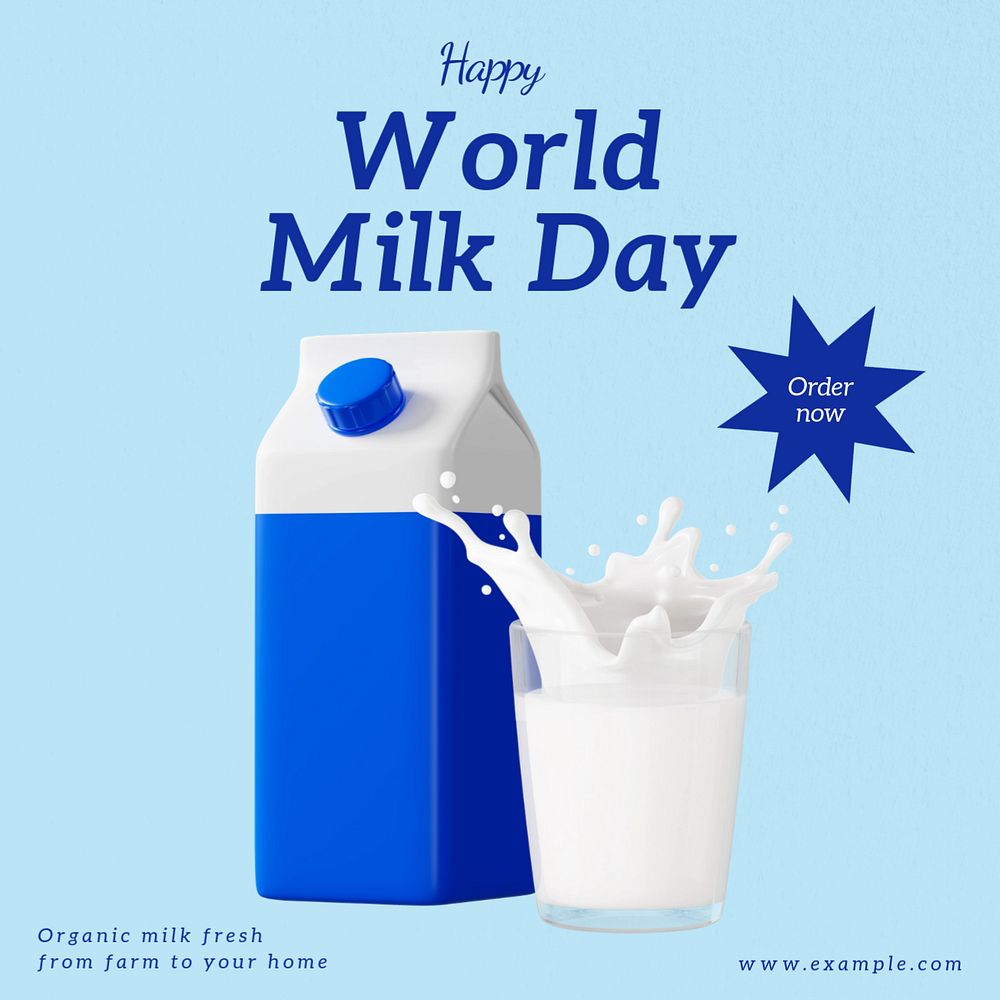 World milk day Instagram post template, editable text