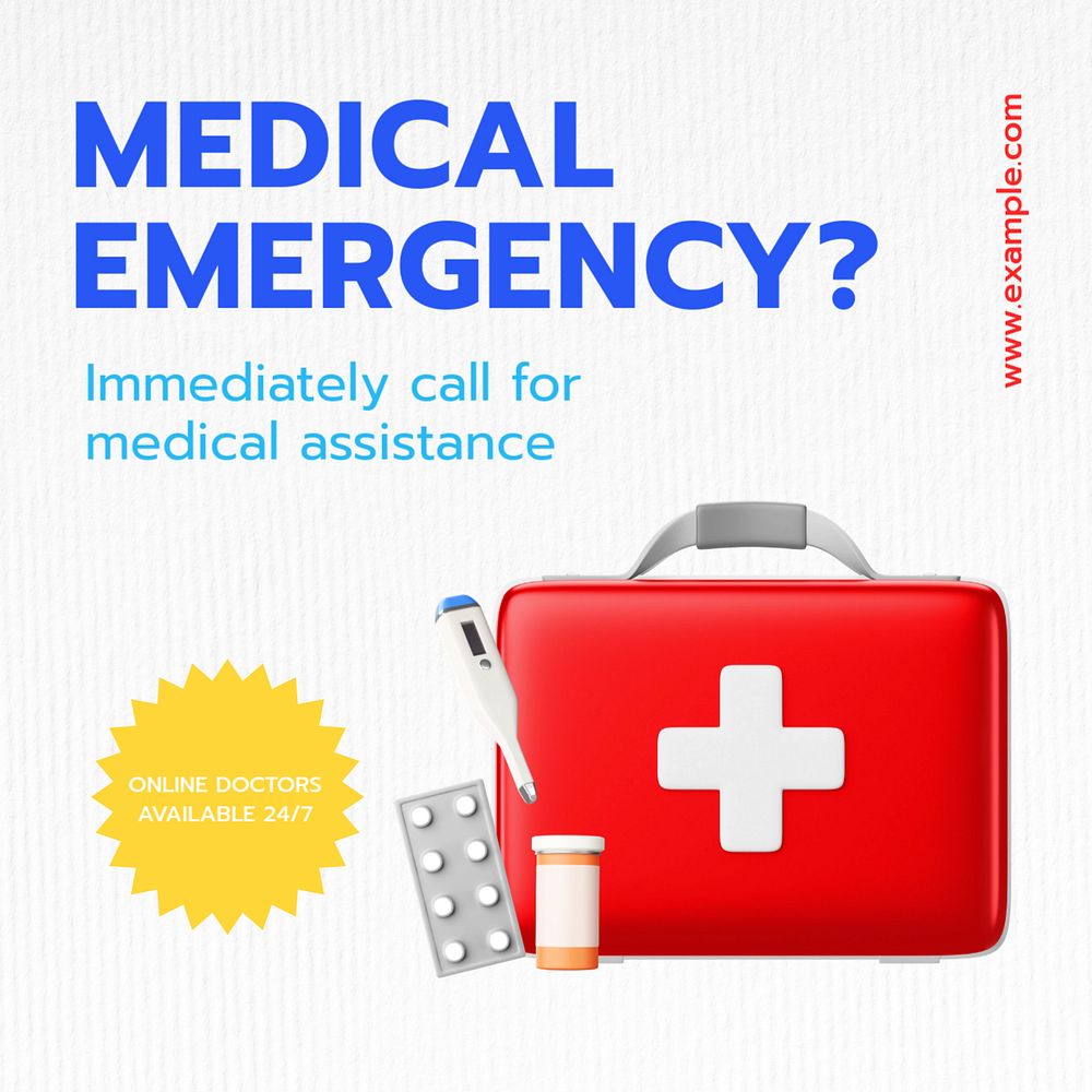 Medical emergency Instagram post template, editable text